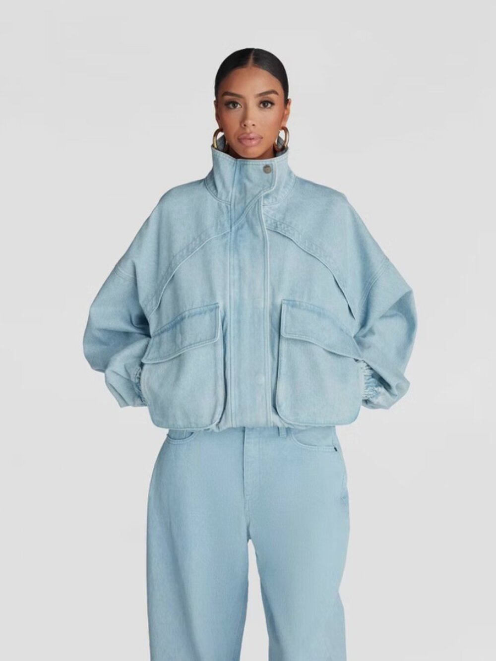 KBB by KAHLANA Women's 'The Denim Bomber Jacket' - Medium Wash M